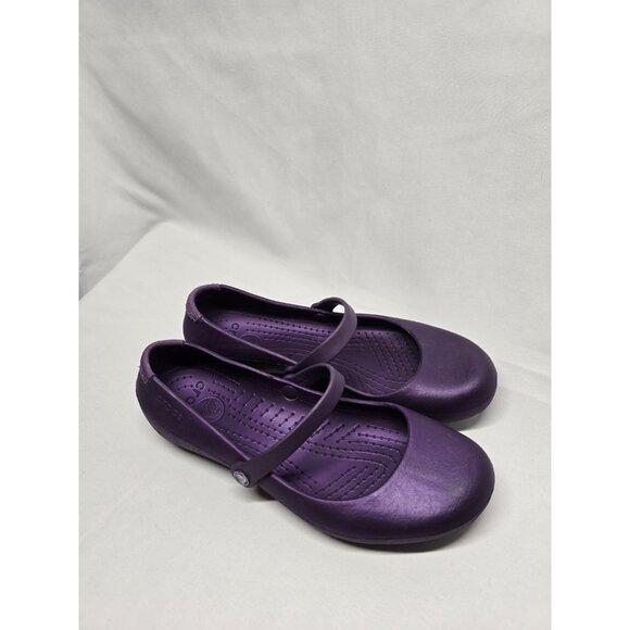 Crocs Women's Alice Mary Jane Flats Slip On Shoes Vibrant Violet Purple Size 7 - Picture 5 of 9
